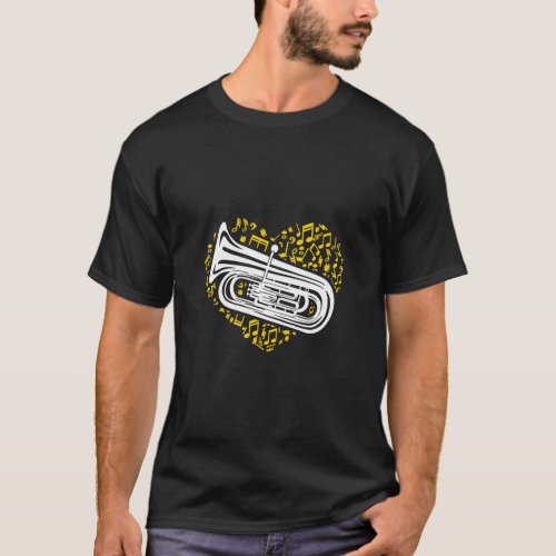 Music Notes Tuba Tubist Music Tuba Player Marching T_Shirt