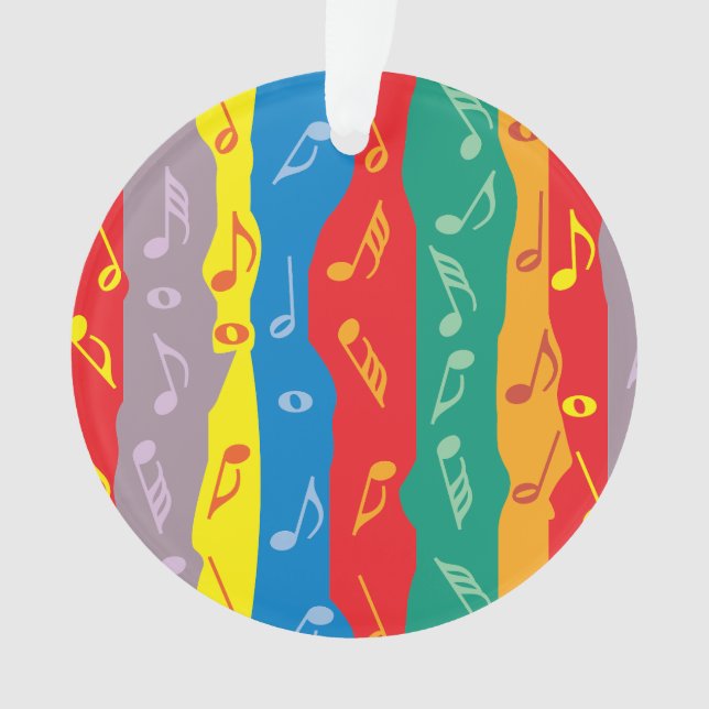 Music Notes Vertical Stripes Acrylic Ornament (Front)