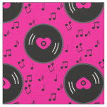 music notes vinyl record heart pink fabric