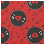 music notes vinyl record heart red fabric