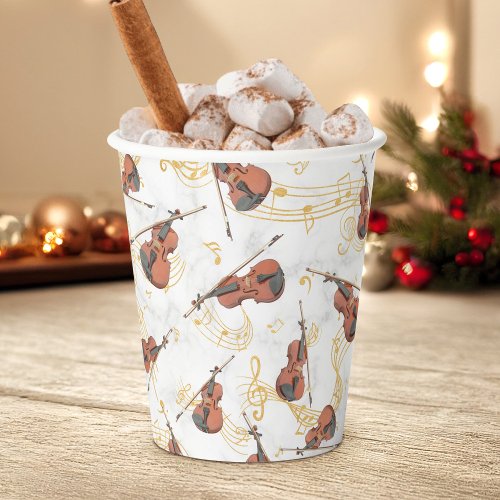 Music Notes Violin Christmas Holiday Paper Cups