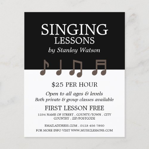 Music Notes Vocalist Lessons Advertising Flyer