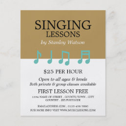 Music Notes, Vocalist Lessons Advertising Flyer
