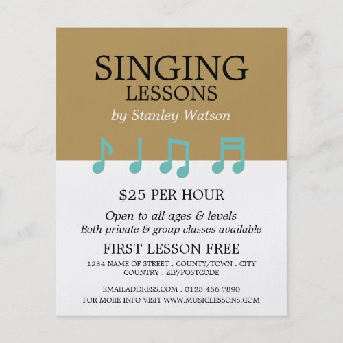 Music Notes Vocalist Lessons Advertising Flyer