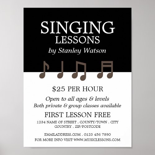Music Notes Vocalist Lessons Advertising Poster