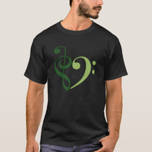 Music Notes Wavy Musical Staff Forest and Moss Gre T-Shirt