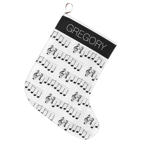 Music Notes We Wish You a Merry Christmas Chords L Large Christmas Stocking