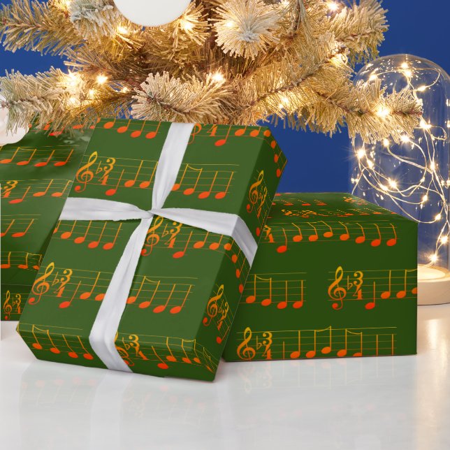 Music Notes We Wish You a Merry Christmas Chords Wrapping Paper (Holidays)
