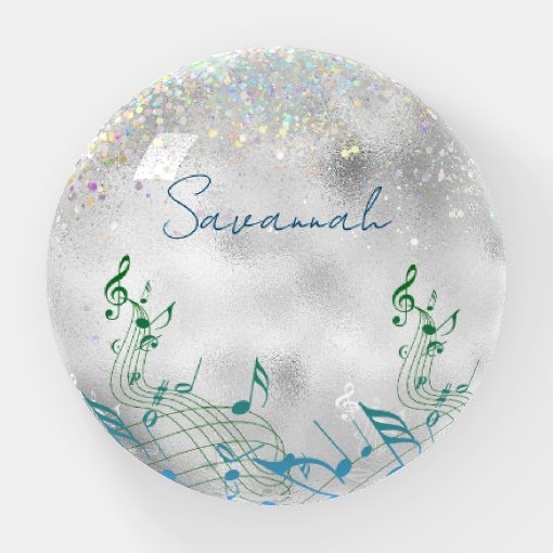 Music Notes with Faux Sparkle Personalized Paperweight Zazzle