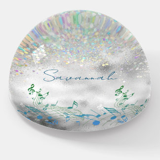 Music Notes with Faux Sparkle Personalized Paperweight