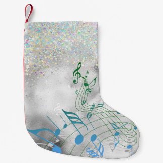 Music Notes with Faux Sparkle Small Christmas Stocking