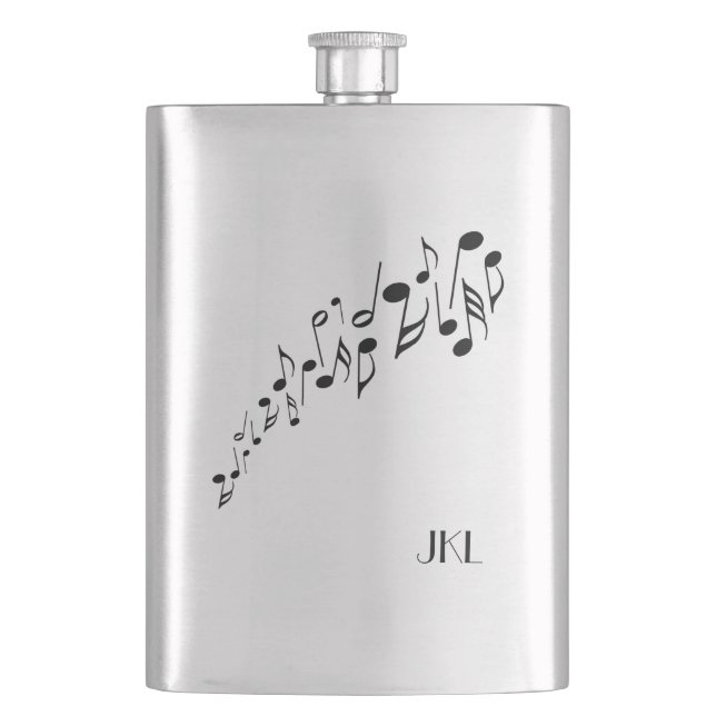 Music Notes with Monogram Flask (Front)