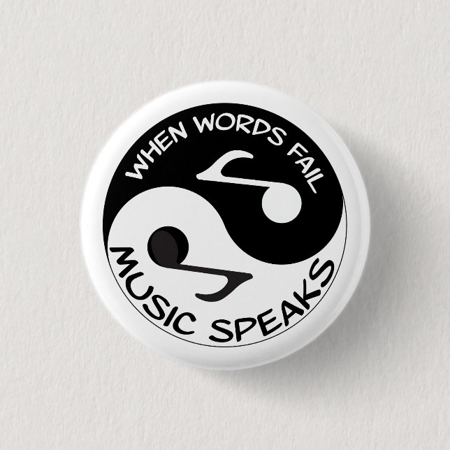 Music Notes with Yin Yang Symbol  Button (Front)
