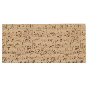 Music notes wood USB flash drive