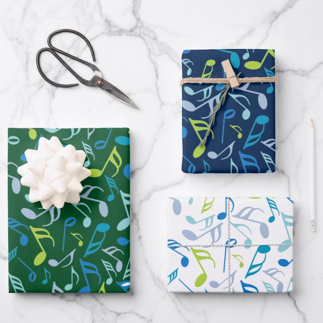 Music Notes Wrapping Paper Sheets (Front)