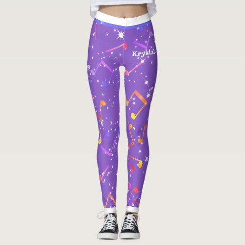 Music Notes Your Name on Utra Violet Leggings