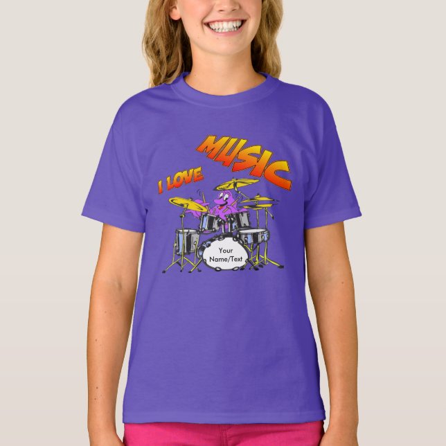 Music Octopus Customizable Purple Kids T-shirt (Front)