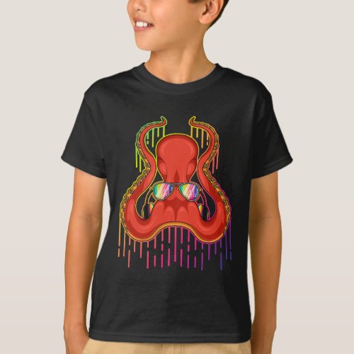 Music Octopus Dj With Headphones Musical Octopus L T_Shirt