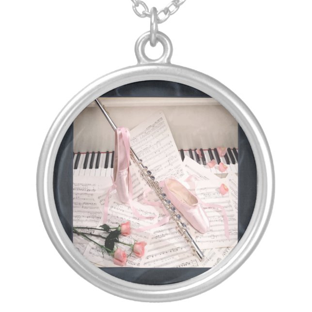 Music of Flute and Keys Necklace (Front)