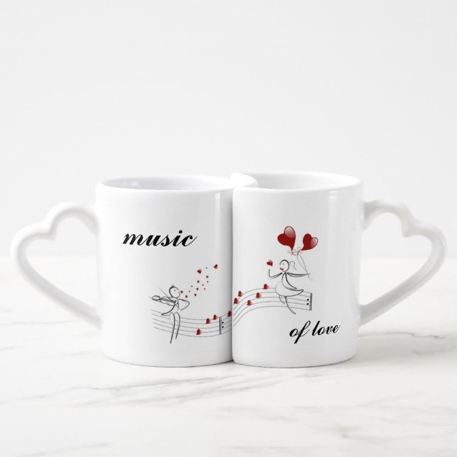 music of love cute coffee mug set (Front Nesting)