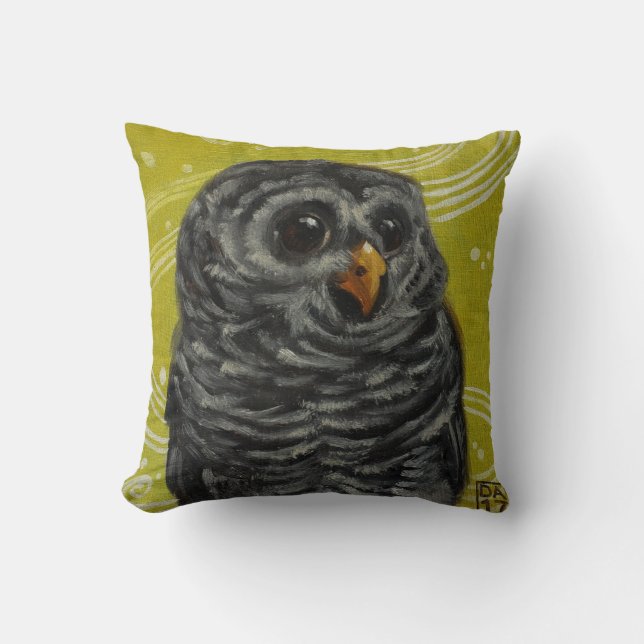 Music of the Spheres Baby Owl Throw Pillow (Front)