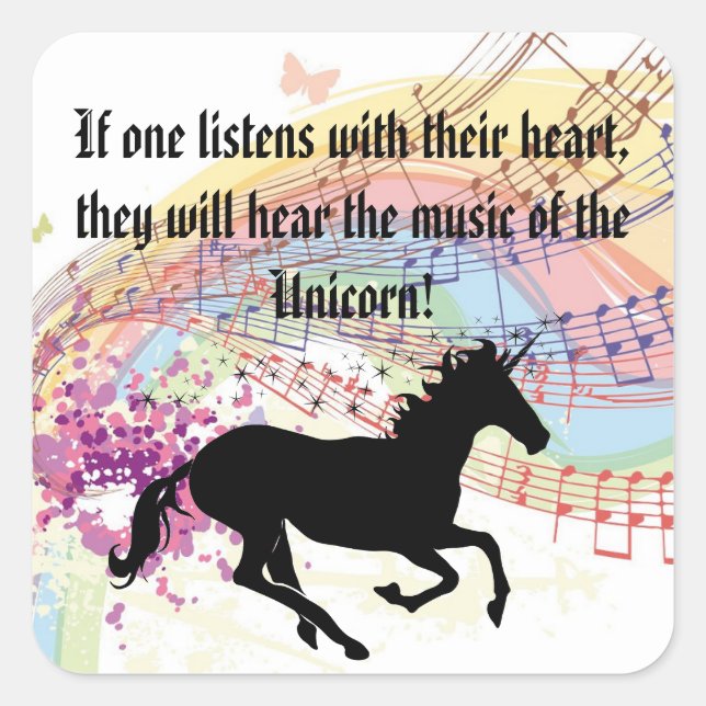 Music Of The Unicorn Square Sticker (Front)