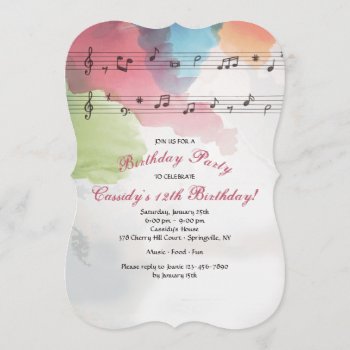 Music On Watercolor Paper Invitation by heartfeltclub at Zazzle