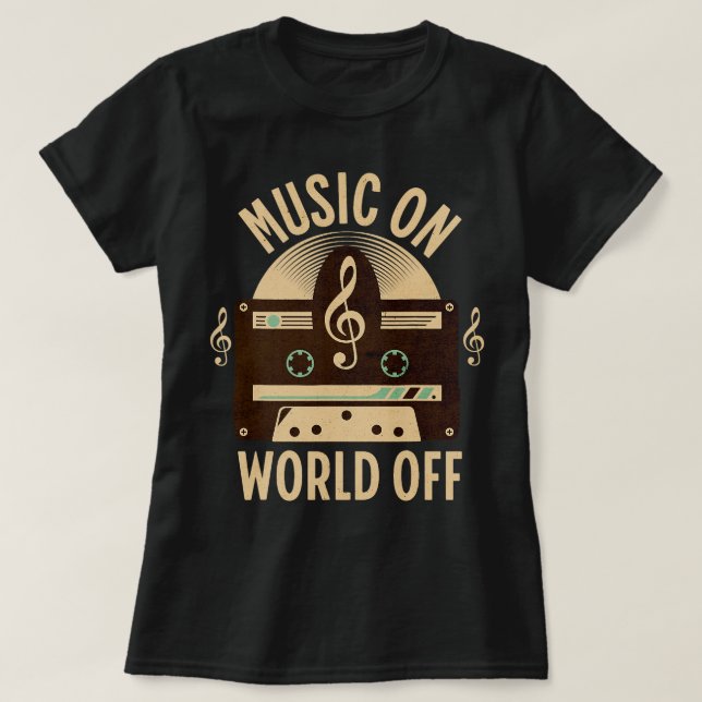 Music On World Off Graphic 2DJ Music Artist Lover T-Shirt (Design Front)
