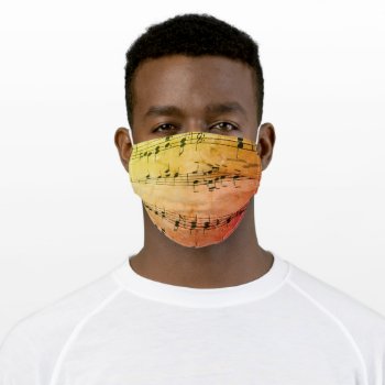 Music Orange Adult Cloth Face Mask by MehrFarbeImLeben at Zazzle