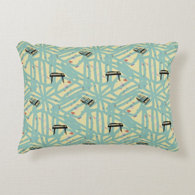 Music Organ Tape Pattern Graffiti Accent Pillow (Front)