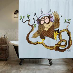 Music Owl Shower Curtain