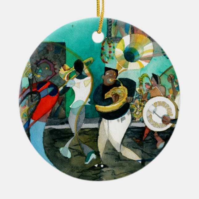 Music Painting "New Orleans Jazz" Ceramic Ornament (Front)