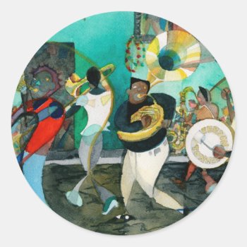 Music Painting "new Orleans Jazz" Classic Round Sticker by marcoimage at Zazzle