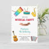 Music party birthday invitation (Standing Front)