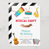 Music party birthday invitation (Front/Back)