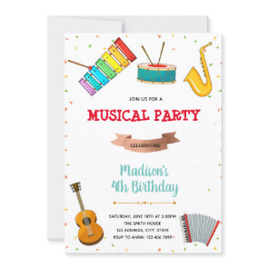 Music party birthday invitation