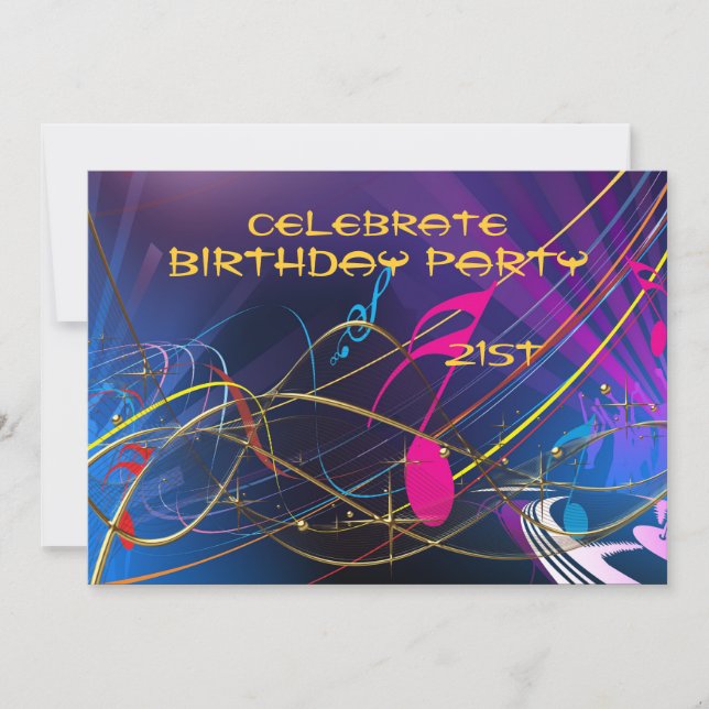 Music Party Celebration Teens or Adults Invitation (Front)
