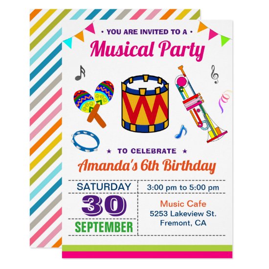Music Party | Colorful Kids Birthday Invitation