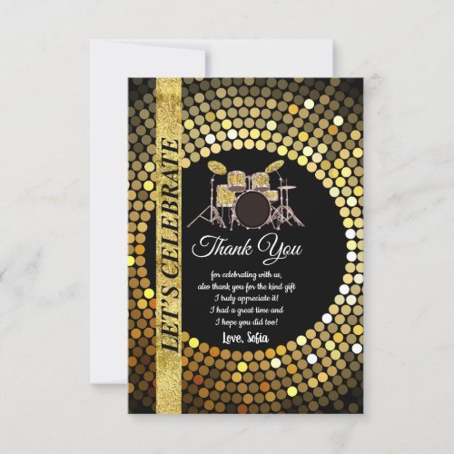 music party drum set adult thank you card