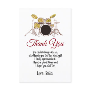 music party, drum set adult, thank you card