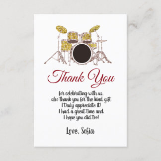 music party, drum set adult, thank you card