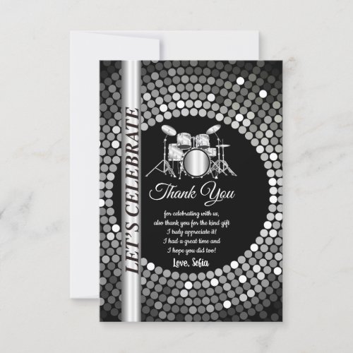 music party drum set adult thank you card