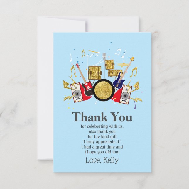 music party guitar drum set musical invitation (Front)