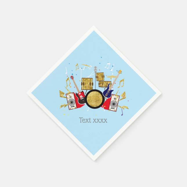 music party guitar drum set musical napkins (Corner)