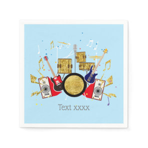 music party guitar drum set musical napkins