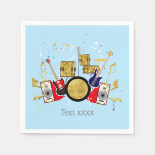 music party guitar drum set musical napkins