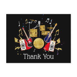 music party guitar drum set musical thank you card