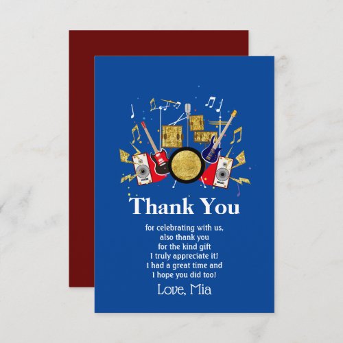 music party guitar drum set musical thank you card