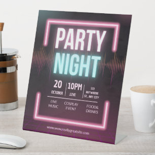 Music Party Invitation, Party Night Flyer Pedestal Sign