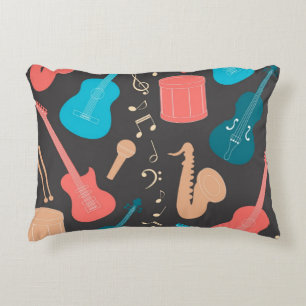 Music pattern accent pillow